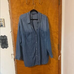 a.n.a Indigo Chambray Button-Front Shirt